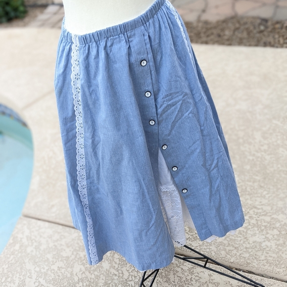 Vintage Dresses & Skirts - Vintage Carefree Fashions blue button front skirt